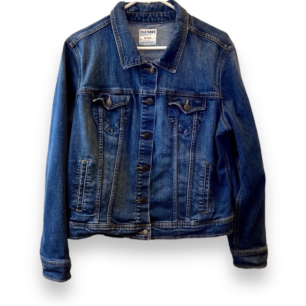 Dark Wash Denim Jean Jacket Size X-Large Old Navy brand. Button up collar jacket - Picture 17 of 17